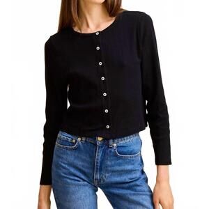 NEW MILLE bibi pointelle cardigan in black